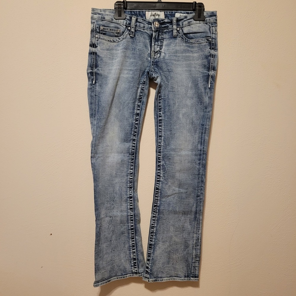 Daytrip Leo Boot Cut Distressed Embellished Jeans Size 27